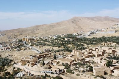 High angle view of buildings in city