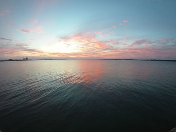 Scenic view of sea against sky at sunset