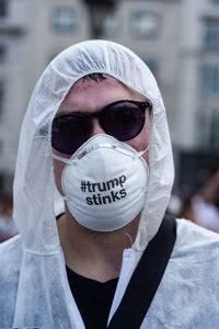 Portrait of man wearing mask