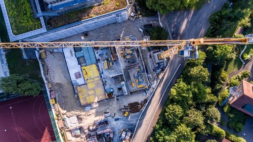 High angle view of bridge over road