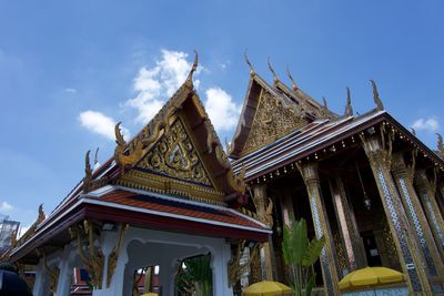 Low angle view of temple building against sky