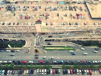 High angle view of traffic on road