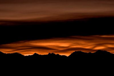 Silhouette of mountains at sunset