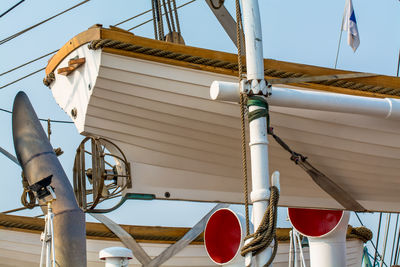 Low angle view of lifeboat on ship