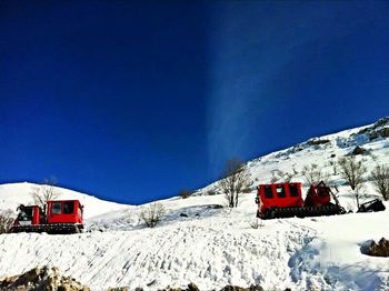 Scenic view of snow covered mountains