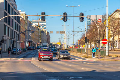 Cars on street in city