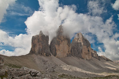 Panoramic view of dolomites against sky