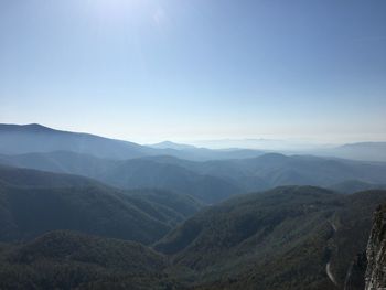 Scenic view of mountains against clear sky