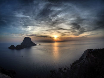 View of calm sea at sunset