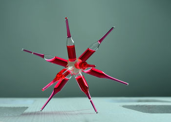 Close-up of airplane on table