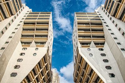 Low angle view of buildings against sky