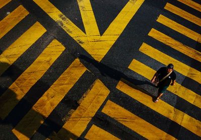 High angle view of zebra crossing