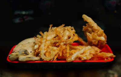 Close-up of meat served on plate