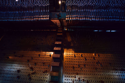 High angle view of illuminated lighting equipment on floor