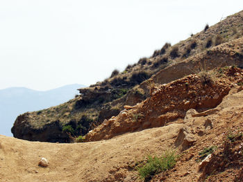 Scenic view of mountains against clear sky