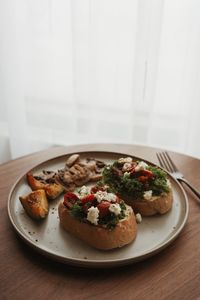 Close-up of food in plate on table