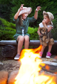 Children playing with fire