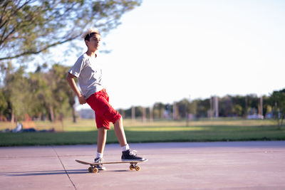 Portrait of teenager skateboarder