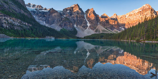 Scenic view of lake with mountains in background