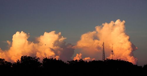 Low angle view of silhouette trees against sky at sunset