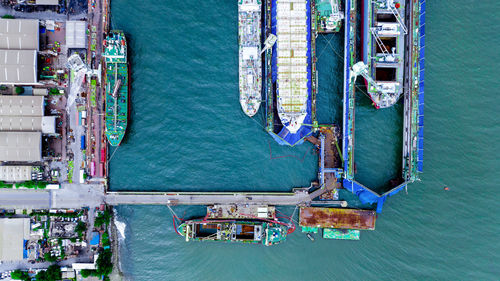 High angle view of buildings in city