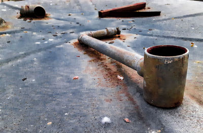 High angle view of cigarette in container