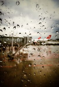 Close-up of water drops on glass