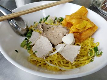 High angle view of meal served in plate