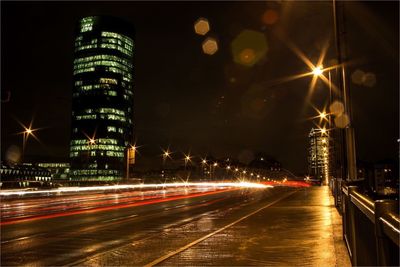 Light trails on city lit up at night