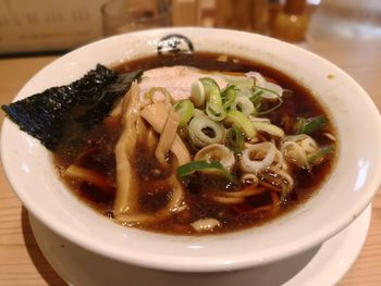 Close-up of soup in bowl