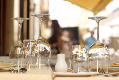 Close-up of wine glass on table in restaurant