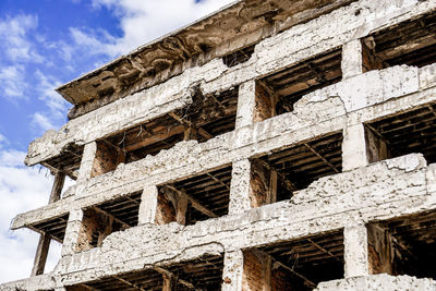 Low angle view of old building against sky