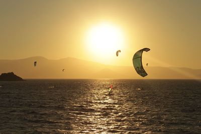 Kite surfing in the sunset