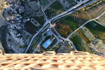 Directly above shot of landscape seen from hot air balloon