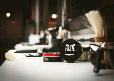 Close-up of objects on table