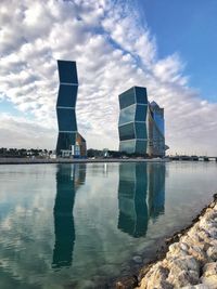 Reflection of buildings in sea