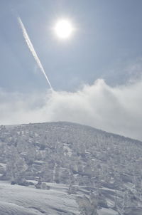 Scenic view of snowcapped landscape against sky