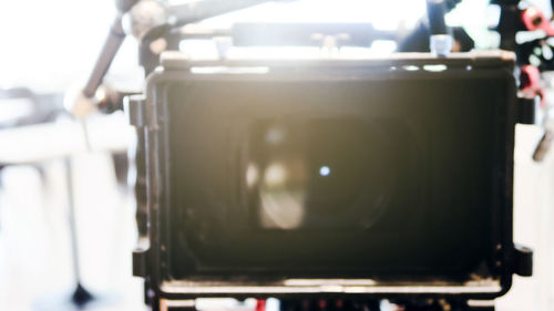 Close-up of camera on table