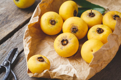 High angle view of fruits on table