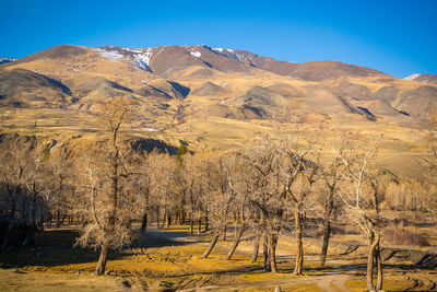 Scenic view of mountains against clear sky