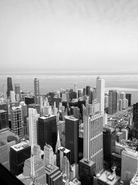 High angle view of buildings against sky