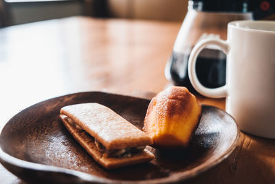 Close-up of breakfast on table