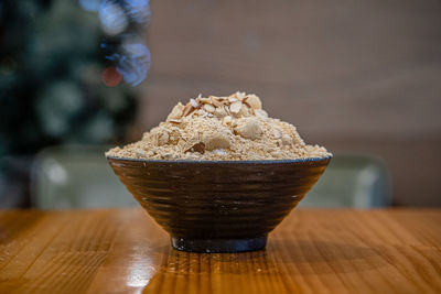 Close-up of ice cream on table