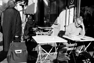 Chairs and table in restaurant
