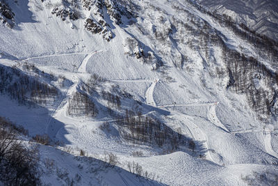 High angle view of snowcapped mountain