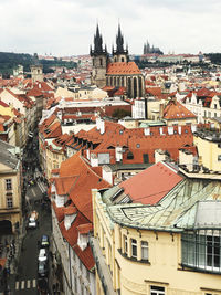 High angle view of townscape against sky