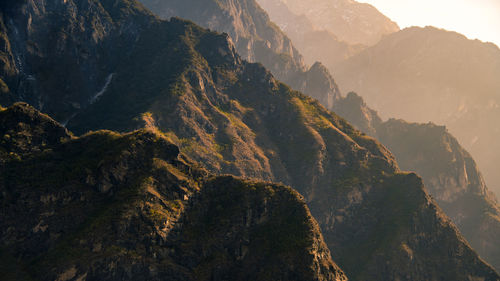 Panoramic view of mountain range against sky