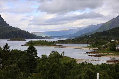 Scenic view of lake and mountains