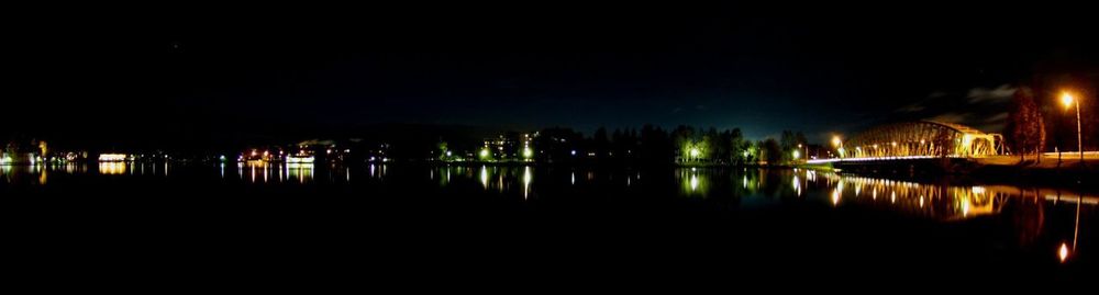 View of illuminated city at night