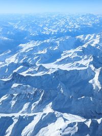 Aerial view of snow covered landscape